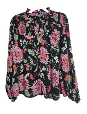 Women's Draper James Black Floral Blouse Top Size 1X